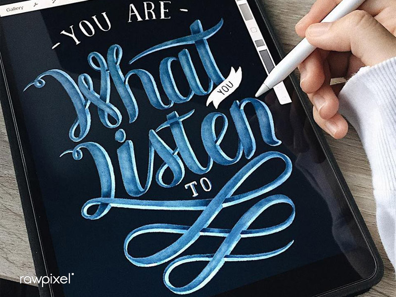 You are what you listen to. ipadpro words typography calligraphy vector