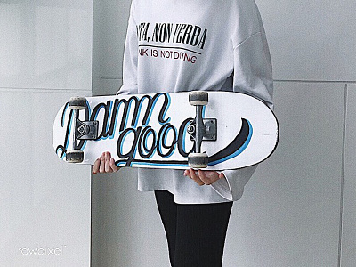 Damn good calligraphy handwriting skateboard typography vector