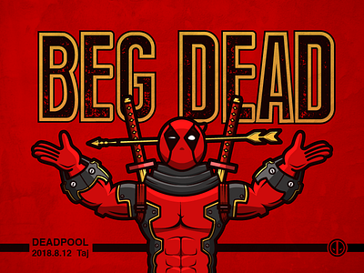 Deadpool golden illustration justice league people red