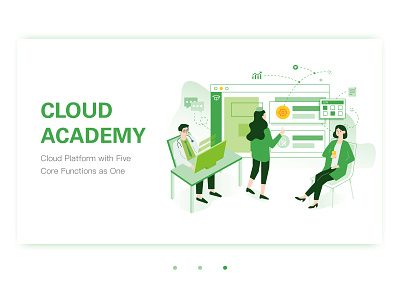 Cloud Academy branding design flat green illustrator medical people series service ui