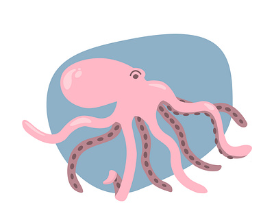 A lil' octopus 2d animals aquarium aquatic blue cartoon character character design flat flat design icon illustration mammal octopus pink tentacles vector vector art vector design vector illustration zoology