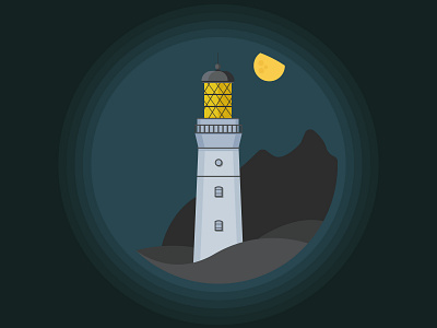 Night in Portugal 2d flat flat design icon illustration landscape lighthouse minimal moon night night sky portugal vector vector design