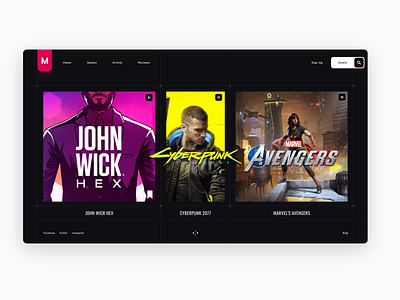 M Mag animation app blog concept cyberpunk dark design flat game hub game store games gaming gradient illustration johnwick marvel minimal ui ux website