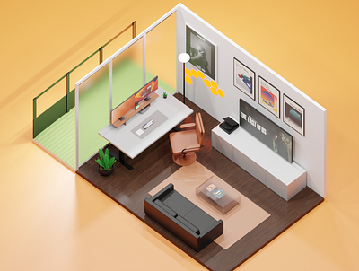 3D Living Room Studio Design / Blender 3d animation blender cinema 4d design graphic design motion graphics