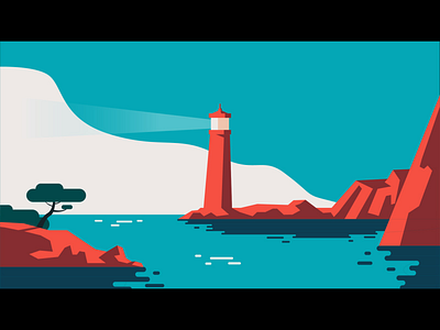 Maine Lighthouse animation illustration image lighthouse maine motion ocean sampson visuals scene
