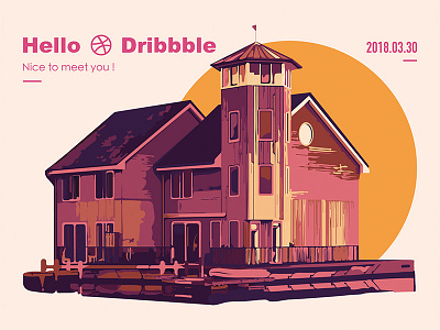 Hello Dribbble! first graphic. illustration. shot.