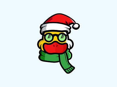Christmas Duck with sunglasses animal branding christmas concept cute duck icon illustraion logo mascot sunglasses vector