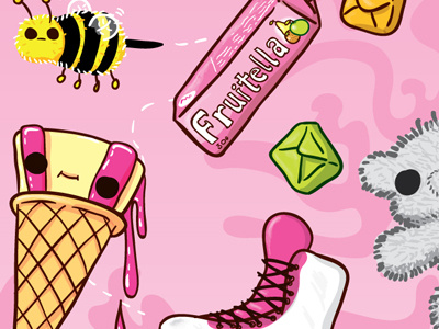 All things nice. bee fruitella ice cream illustration illustrator vector