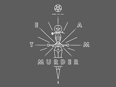 Team Murder jerseys dagger illustration line work skull tattoo