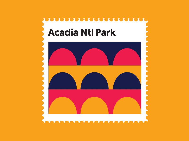 Acadia National Park Stamp Poster acadia illustration maine minimal national park poster swiss