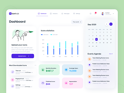 Iconhub - Dashboard Exploration clean dashboard dashboard design design icons illustration purple ui user experience user interface ux web design