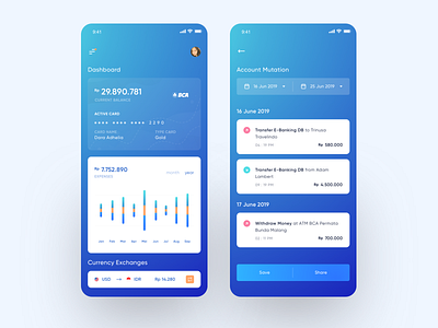 Mobile Banking App banking app blue clean design iphonex ui ux