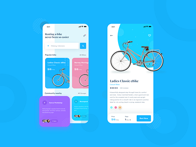 Baykers - Bike Rental & Community App bikes blue clean design iphonex mobileapp rental app ui ux