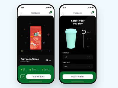 Starbucks App clean coffee shop dark design iphonex mobileapp starbucks ui user interface ux