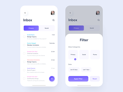 Mail App app app design clean design ios mail mobile mobileapp purple ui user experience user interface ux