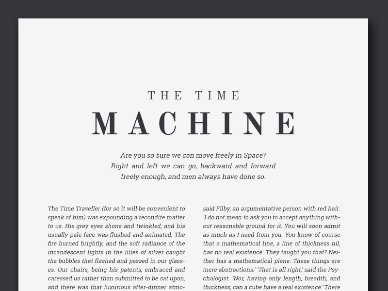 The Time Machine — Editorial Layout