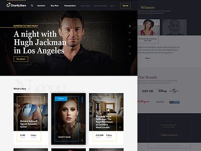 charitystars.com auction celebrities charity design product sweepstake ui ux website