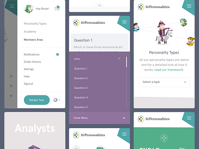 16personalities.com - Mobile 16personalities.com brand illustration mobile personalitytest polygons test ui uiux