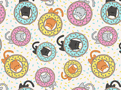 Donut Cat cat cat butts cats fun illustration kitties pattern