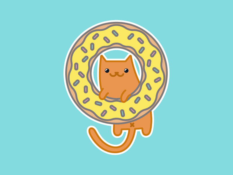 Donut Cat Magnet sprinkles food kitties donut rebound magnet illustration cat