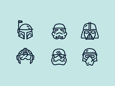 Helmets of Star Wars design freebie geek icon icon set iconography illustration star wars stormtrooper