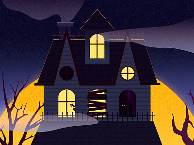 House at the end of the lane fog halloween haunted house illustration october spooky
