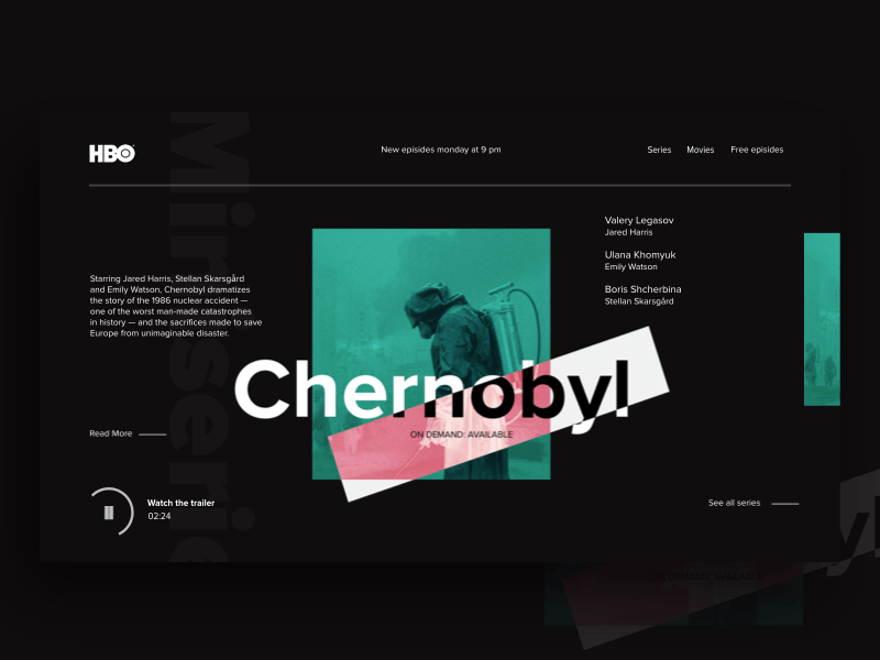 Chernobyl HBO animation clean design dim keaton inten site ui web