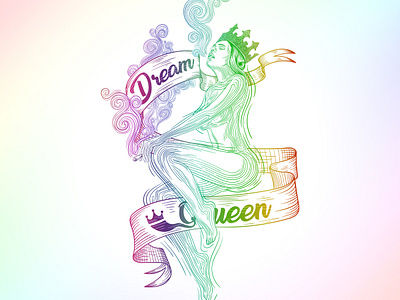 Cannabis Dream Queen cannabis design gradient hand drawing konstantin kostenko naked queen smoke woman
