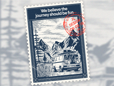 We believe the journey should be fun art artist design etching grunge illustration journey konstantin kostenko mountain oldstyle postage stamp vector vintage
