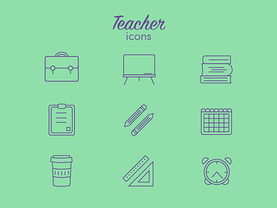 Teacher Icons - 9 icons challenge alarm bag board books calendar coffee exam icon pack icons pencil ruler teaching