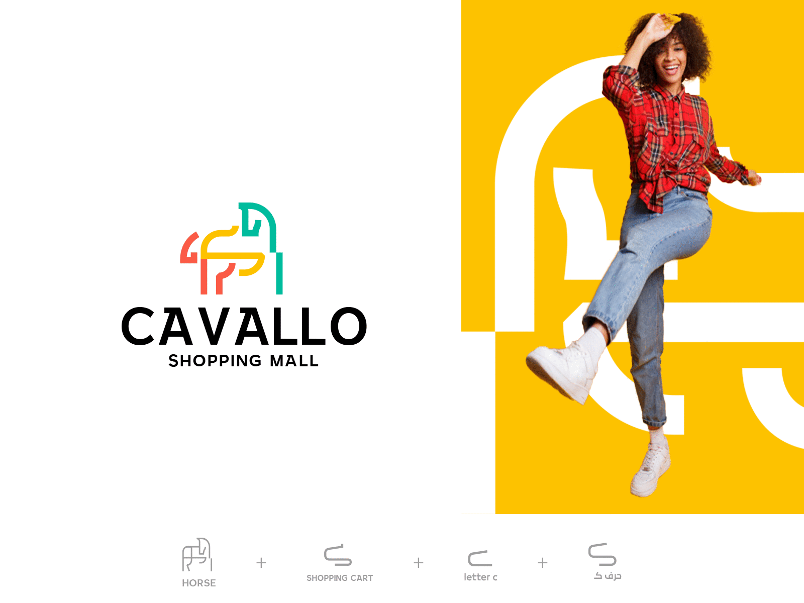 Cavallo arabic art brand branding c clean design horse illustrator logo shop shopping shopping cart