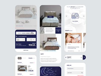 Mobile: Uyum Yatak app bed bedding concept design ecommerce furniture grids interior layouts mobile modern product shopify shopping sleep user interface ux website