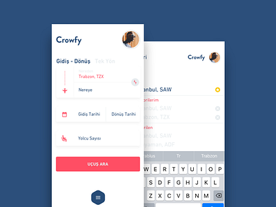 Crowfy - Flight App Concept Design adobe xd app concept design flight fly sketch sky ticket travel ui