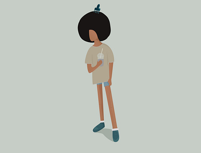 A Non-Binary Fro afro bighair character character design design illustration people illustration poc