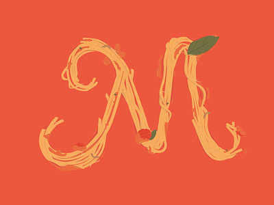 Mama's "M" handletter illustration lettering m spaghetti type type challenge typefight vector