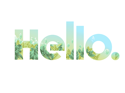 Hello debuts illustration leaf organic typography