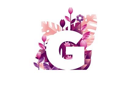 G floral geometric letter purple
