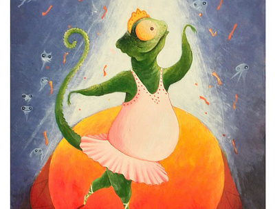 Dancing Lizard animal illustration dancing illustration illustration art lizard stage storytelling