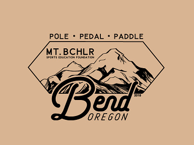 Pole Pedal Paddle design illustration logo mountain