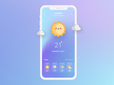 Design Daily 32 - Weather app clean daily 100 challenge dailyui simple design ui deisgn weather app