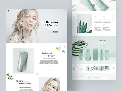 Skincare Products Website beauty cosmetics design homepage interface landing page layout main page modern organic products skincare ui web design web page website
