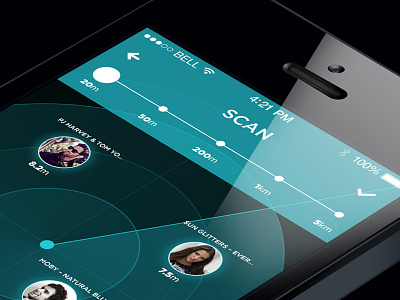 Sound Around Scan app interface ios ios7 iphone mobile music player profile socials sound ui