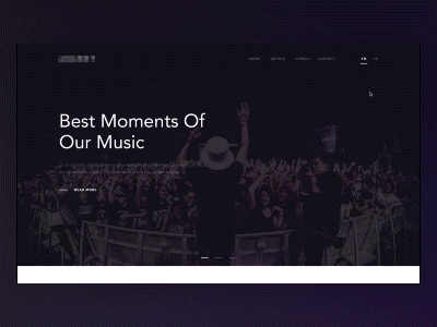 Music Agency Landing Page agency animation articles blog grid hover music sporify