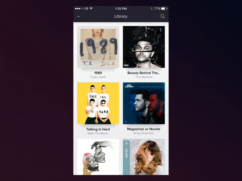 Music Player iOS App [Reposted as @2x 🚀] about animation app appearing apple music box shadow ios iphone music player spotify