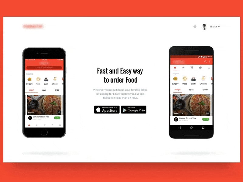 Food Delivery Landing Page Animation