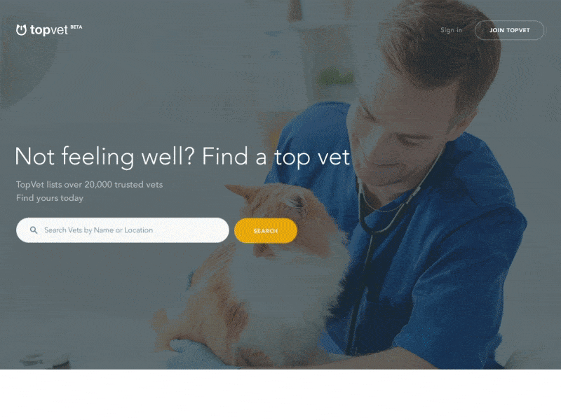 TopVet Main Page Animation (Scrolling) animals animation appearance doctor index landing page main pets scrolling vet
