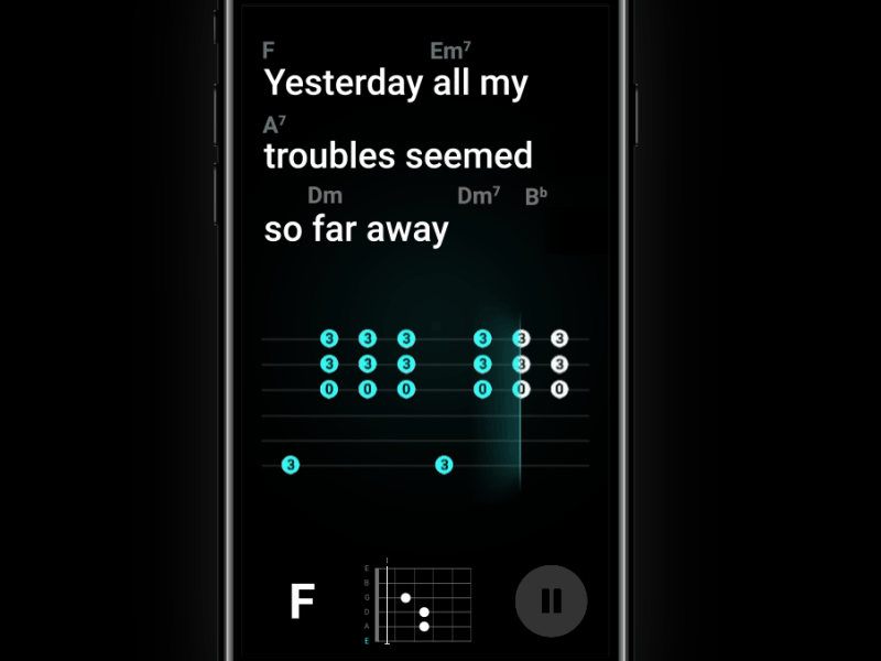 SongBook Play – Animation animation app dark guitar ios karaoke music song tablature ui ux