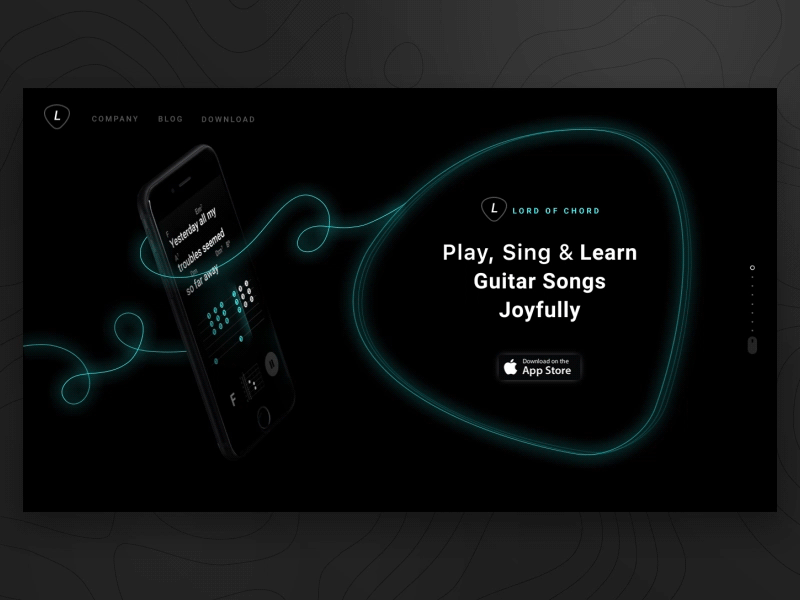 SongBook Landing Page – Animation app guitar ios karaoke landing page music song tablature ui ux