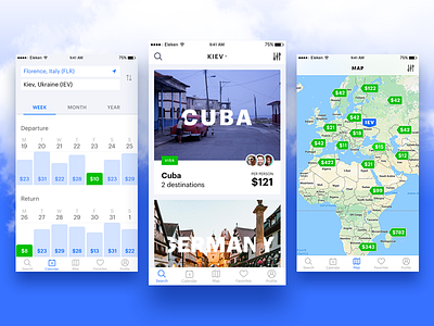 Flight Booking App app booking chart flight ios map pin price ui ux