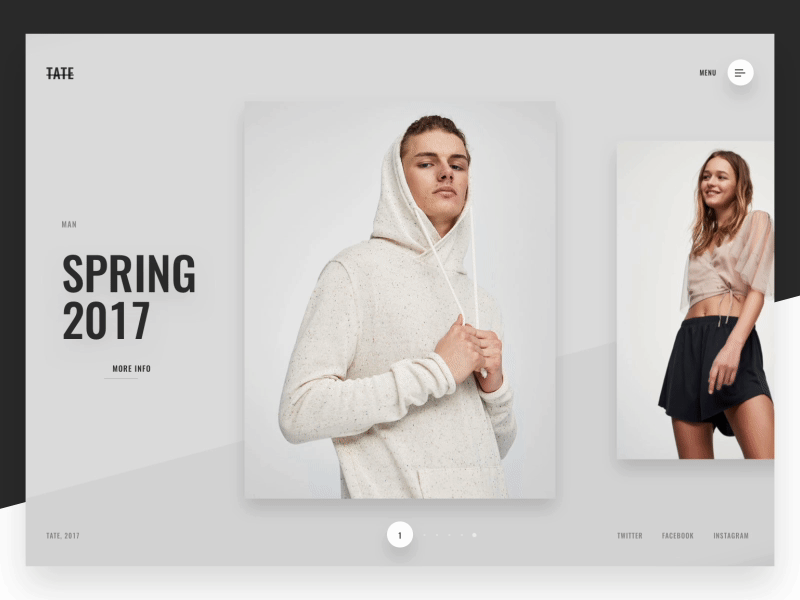 TATE animation clothes collection ecommerce fashion slider ui ux